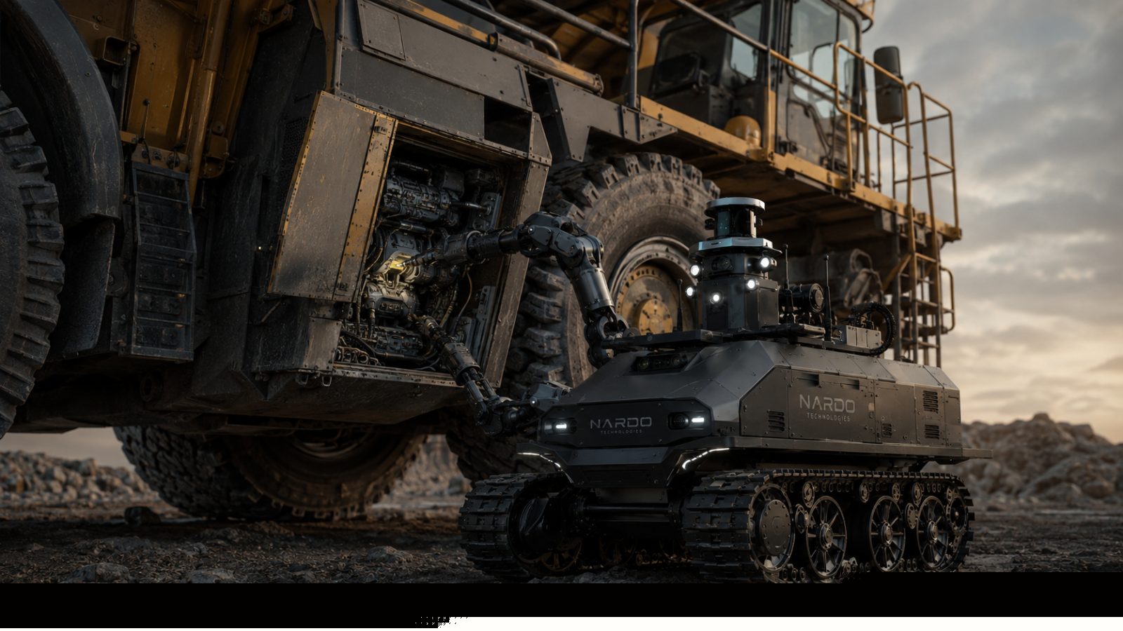 OPERA tracked repair unit servicing a haul truck drivetrain in the field